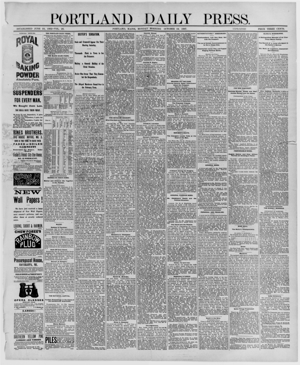 Portland Daily Press: October 24,1887