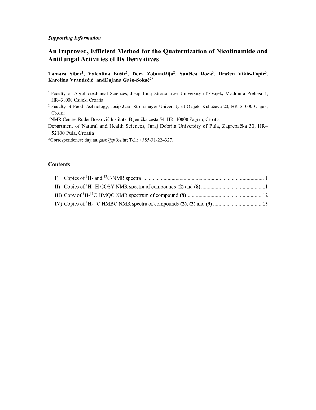 An Improved, Efficient Method for the Quaternization of Nicotinamide and Antifungal Activities of Its Derivatives