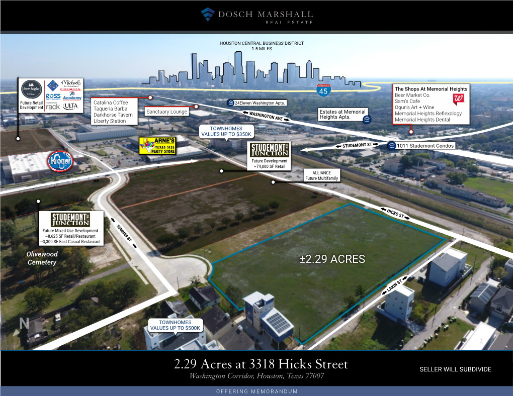 ±2.29 Acres at 3318 Hicks Street SELLER WILL SUBDIVIDE Washington Corridor, Houston, Texas 77007