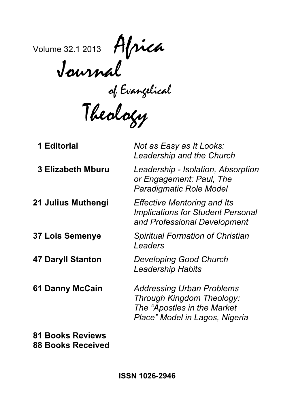 Africa Journal Theology