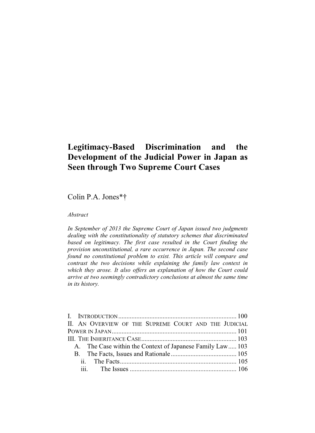 Legitimacy-Based Discrimination and the Development of the Judicial Power in Japan As Seen Through Two Supreme Court Cases