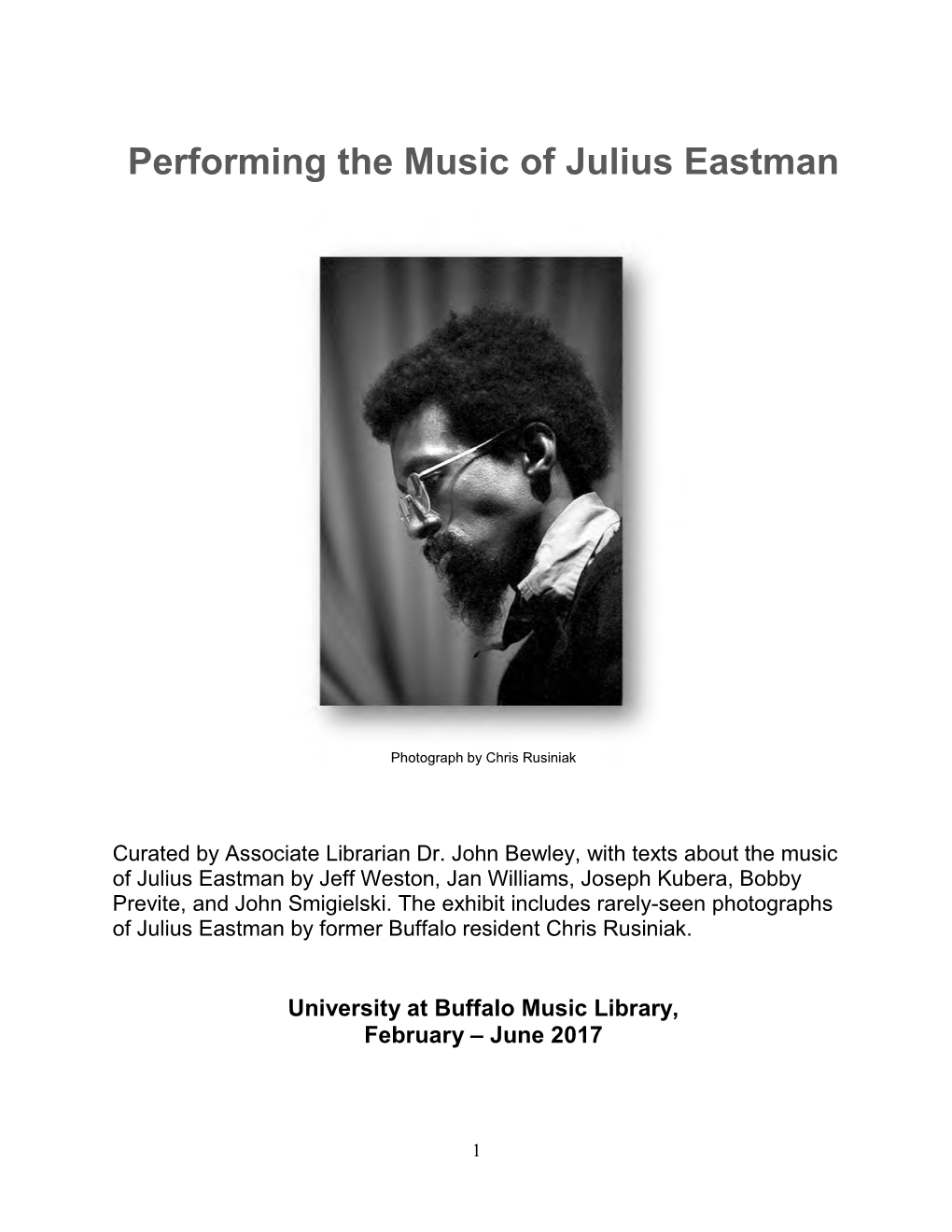 Performing the Music of Julius Eastman