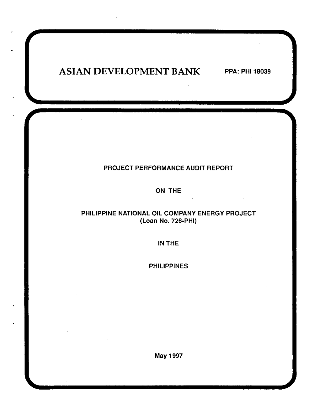 PHILIPPINE NATIONAL OIL COMPANY ENERGY PROJECT (Loan No