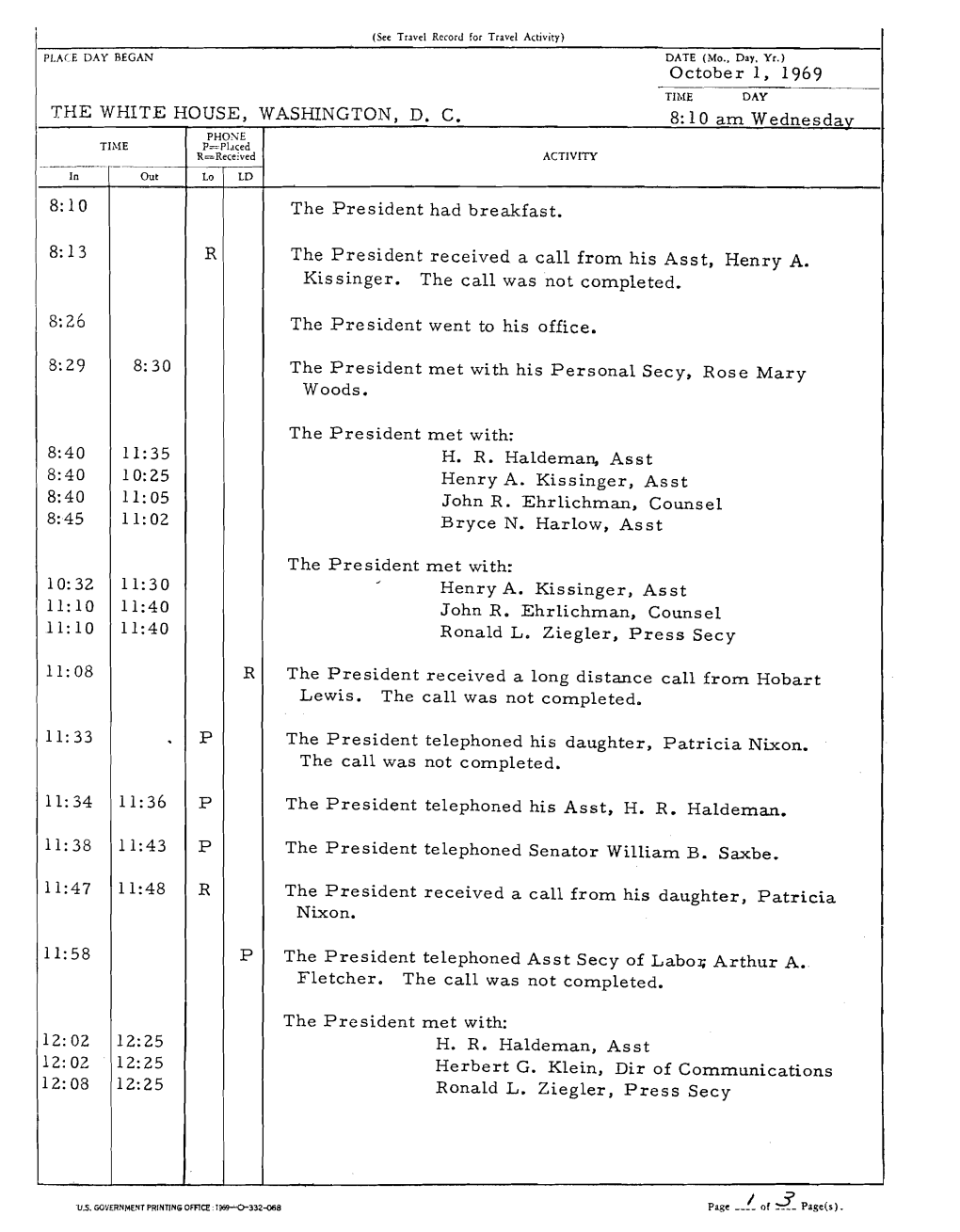 13 R the President Received a Call from His Ass T, Henry A