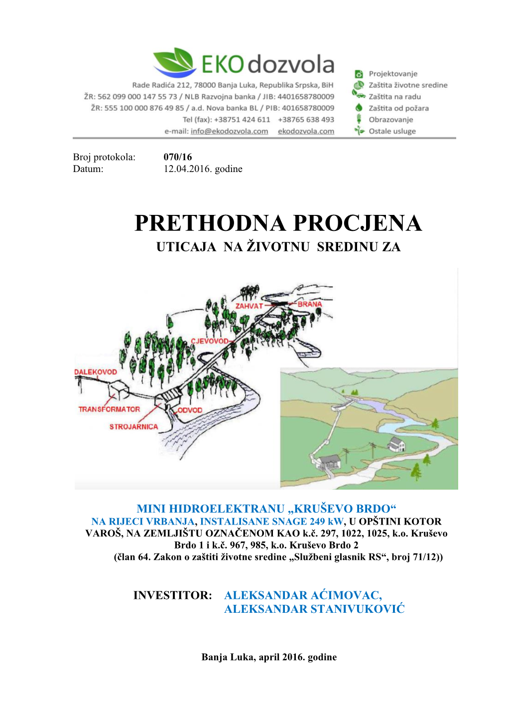 Prethodna Procjena Uticaja Na Životnu Sredinu Za