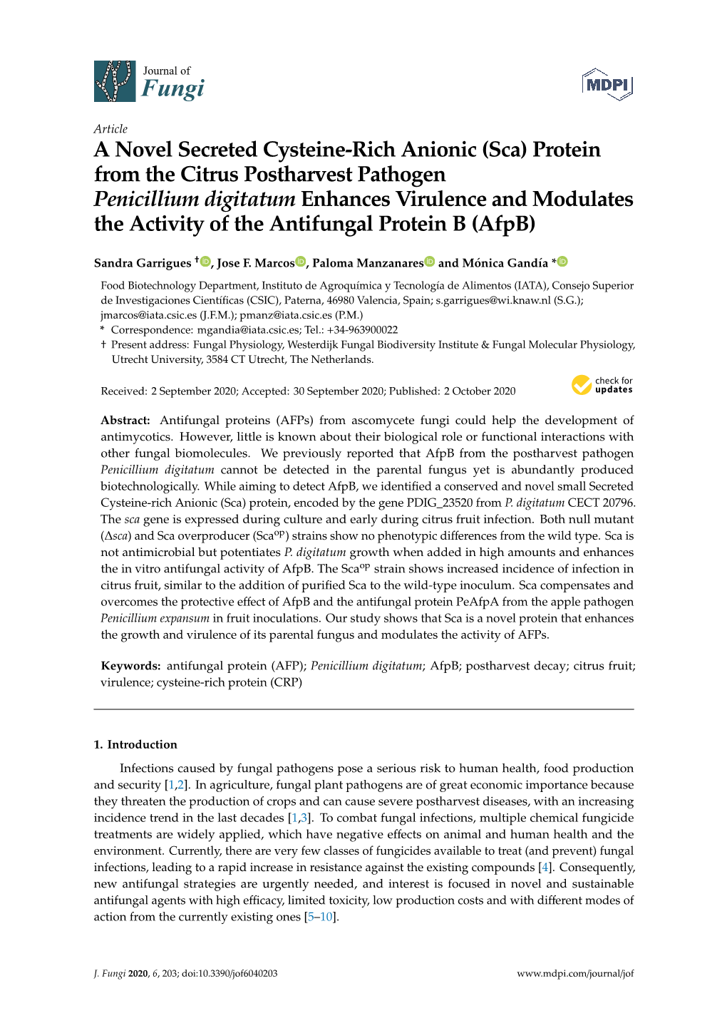 Protein from the Citrus Postharvest Pathogen Penicillium Digitatum Enhances Virulence and Modulates the Activity of the Antifungal Protein B (Afpb)