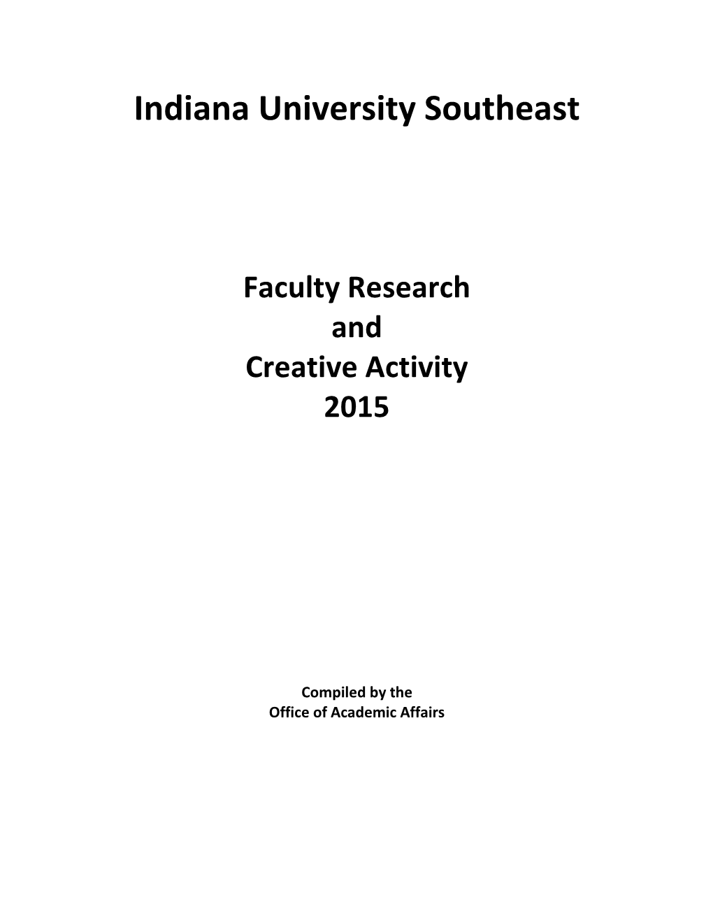 2015 Research and Creative Activity Report