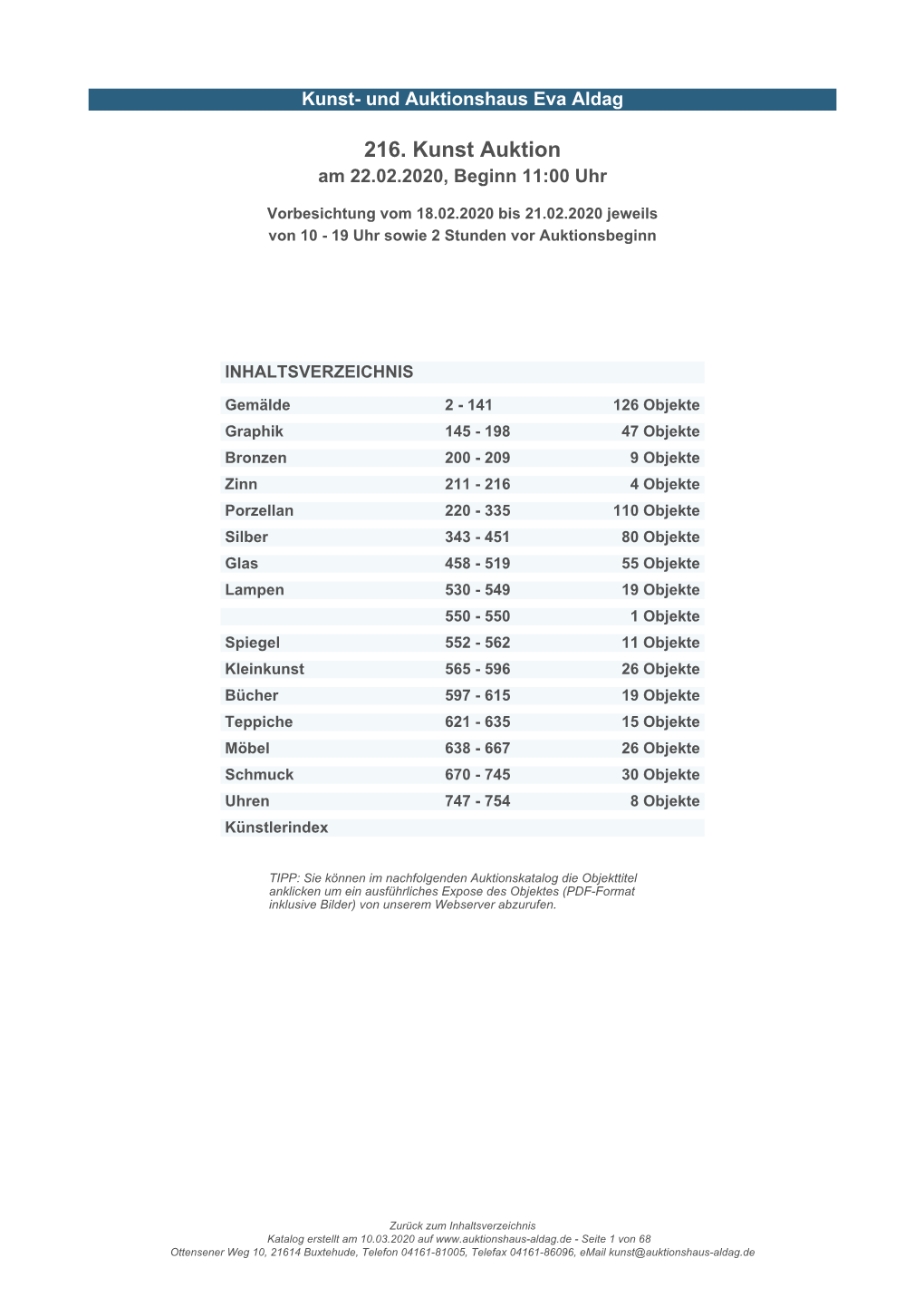 Auktionskatalog Die Objekttitel Anklicken Um Ein Ausführliches Expose Des Objektes (PDF-Format Inklusive Bilder) Von Unserem Webserver Abzurufen