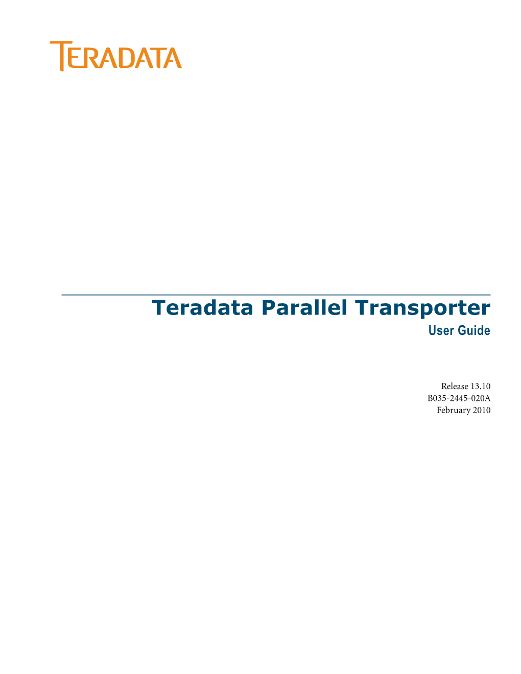 Teradata Parallel Transporter User Guide