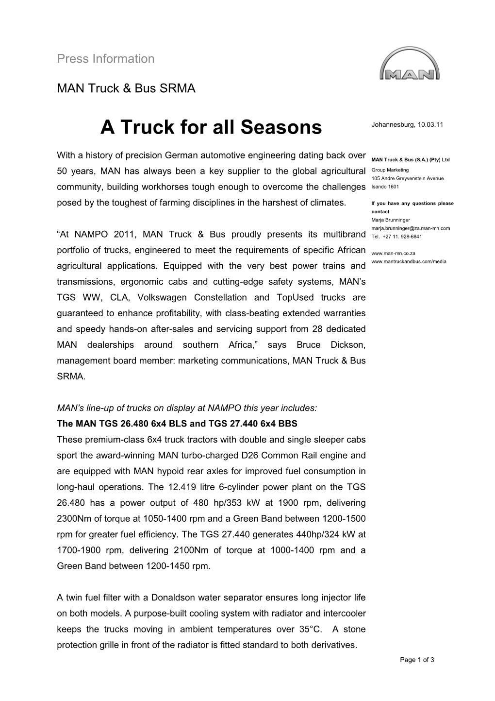 A Truck for All Seasons Johannesburg, 10.03.11