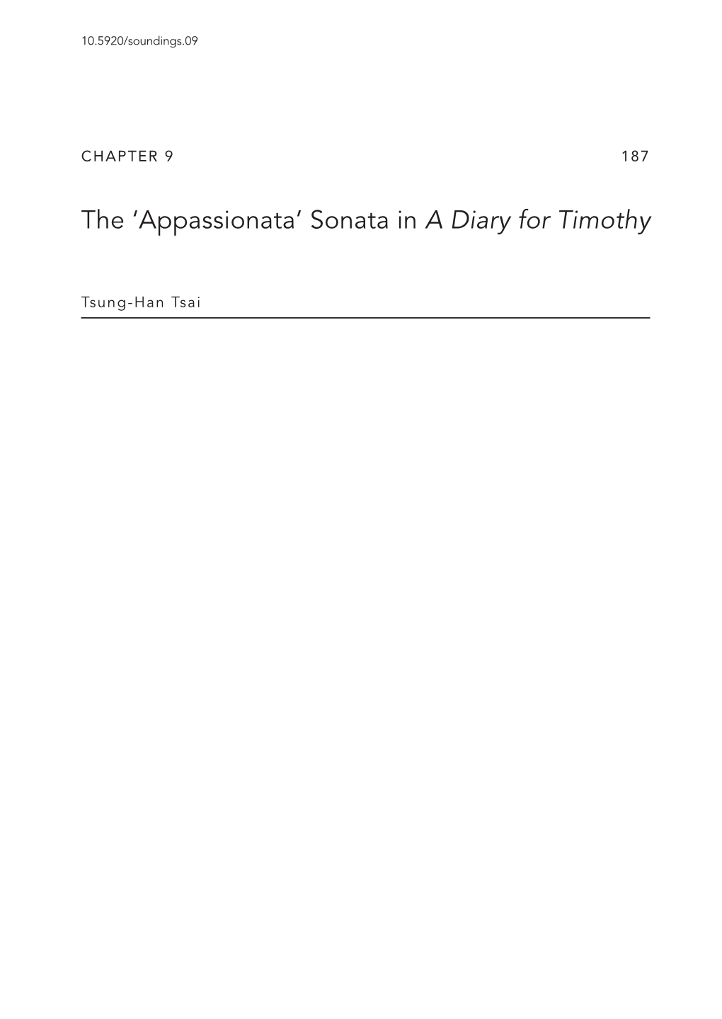 The 'Appassionata' Sonata in a Diary for Timothy