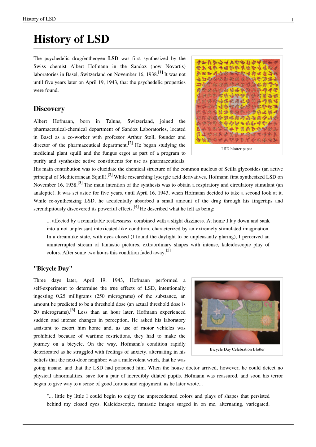 History of LSD 1 History of LSD