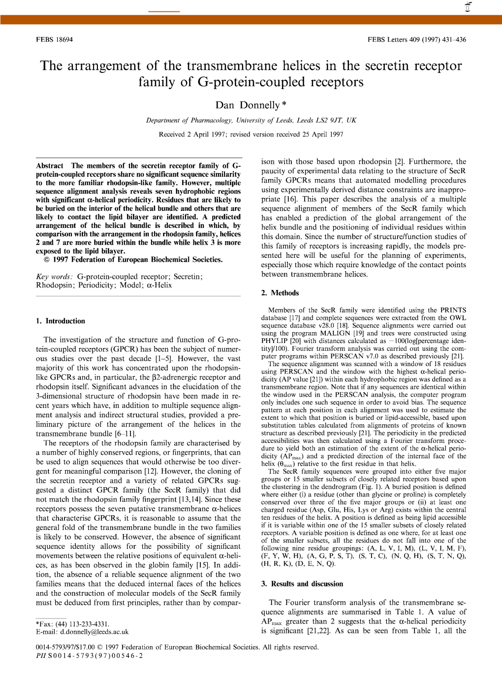 The Arrangement of the Transmembrane Helices in The