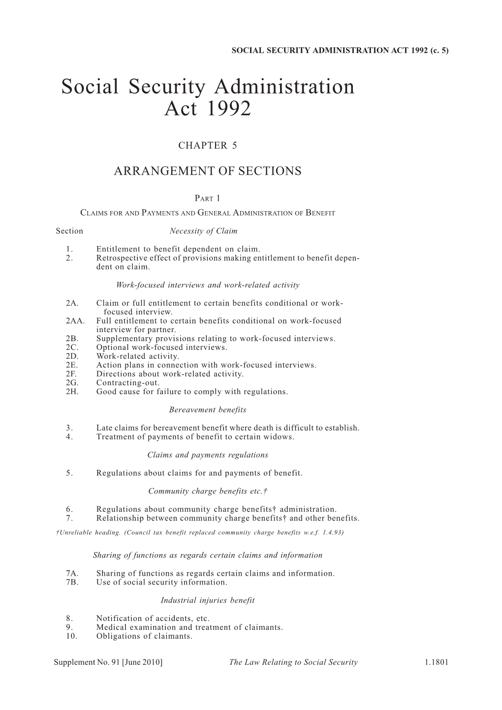 SOCIAL SECURITY ADMINISTRATION ACT 1992 (C