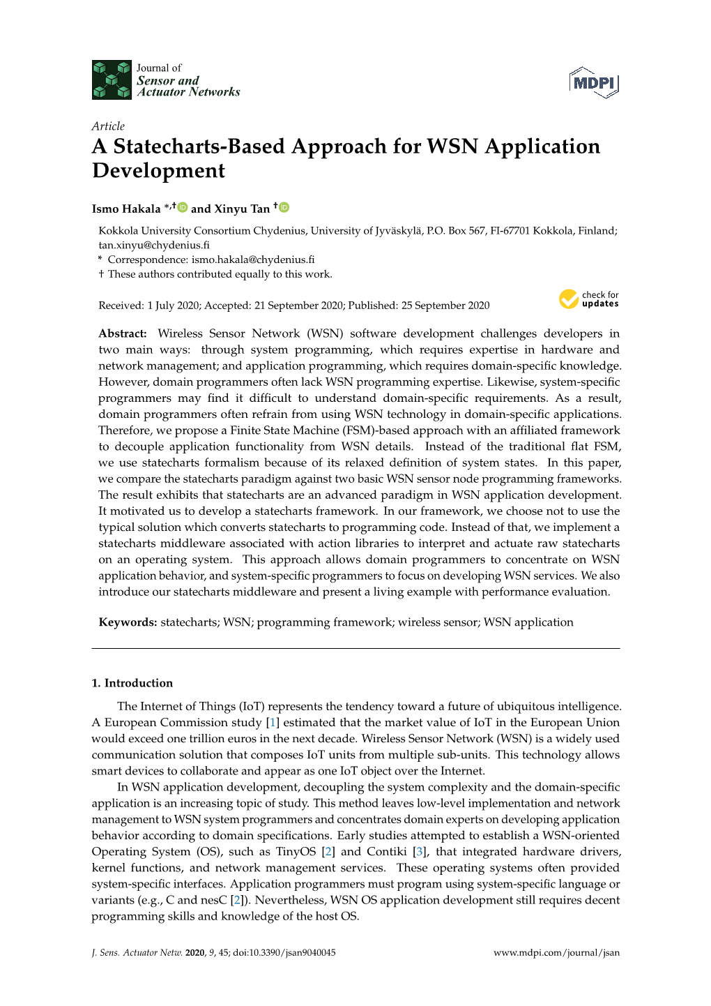 A Statecharts-Based Approach for WSN Application Development