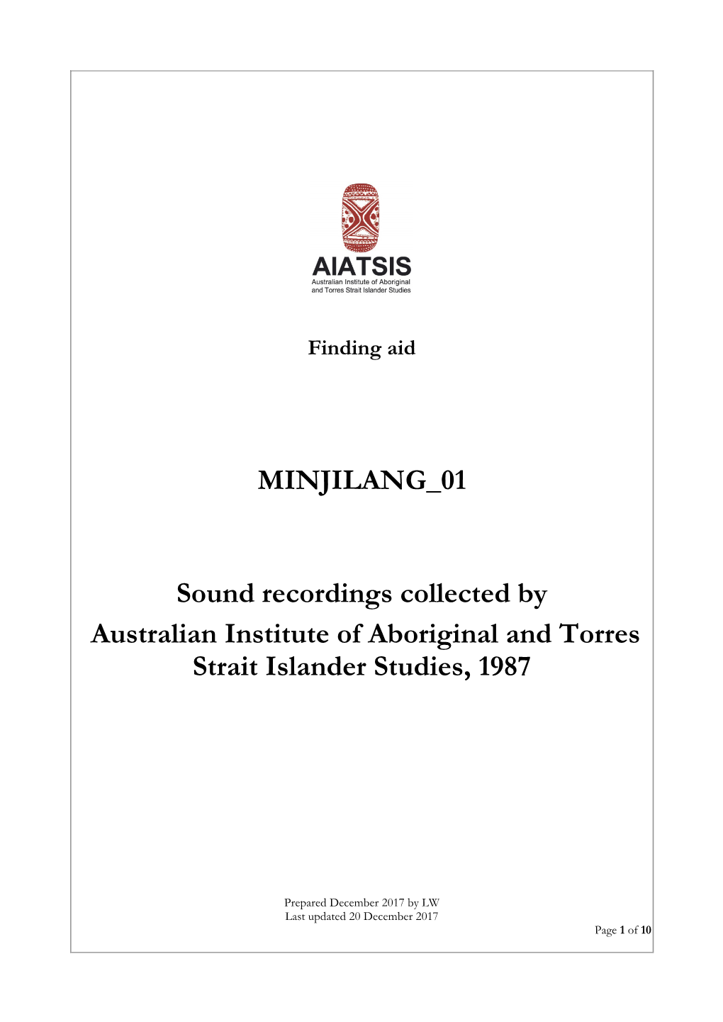 Guide to Sound Recordings Collected by Australian Institute of Aboriginal