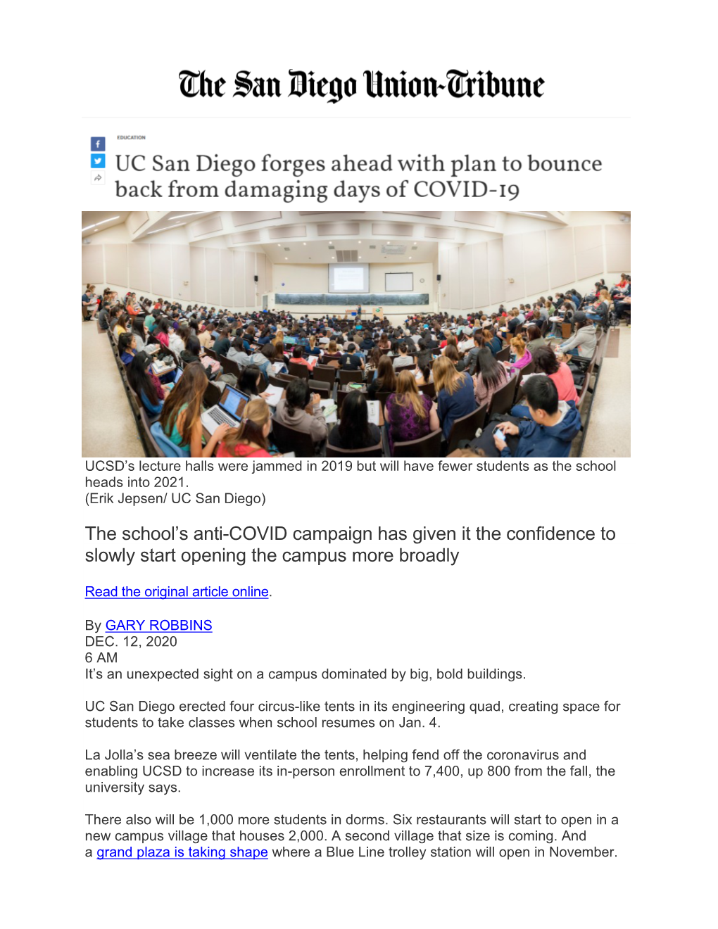 UC San Diego Forges Ahead with Plan to Bounce