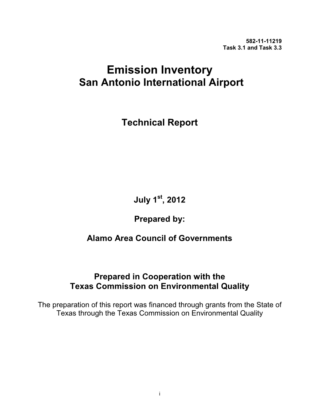 San Antonio International Airport Emission Inventory