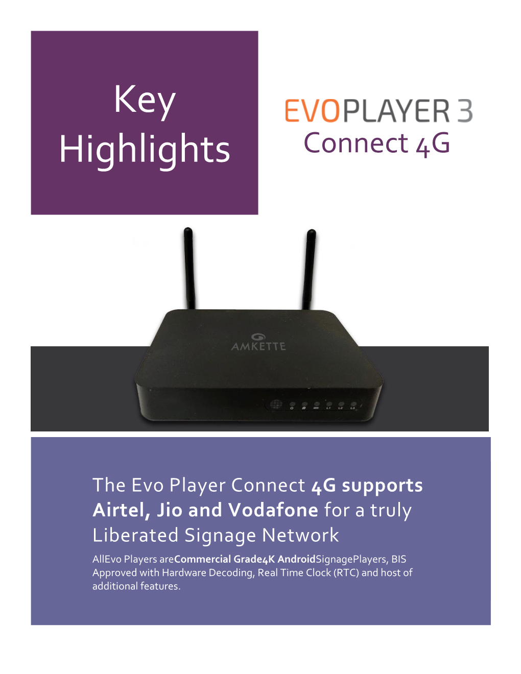 Key Highlights Connect 4G