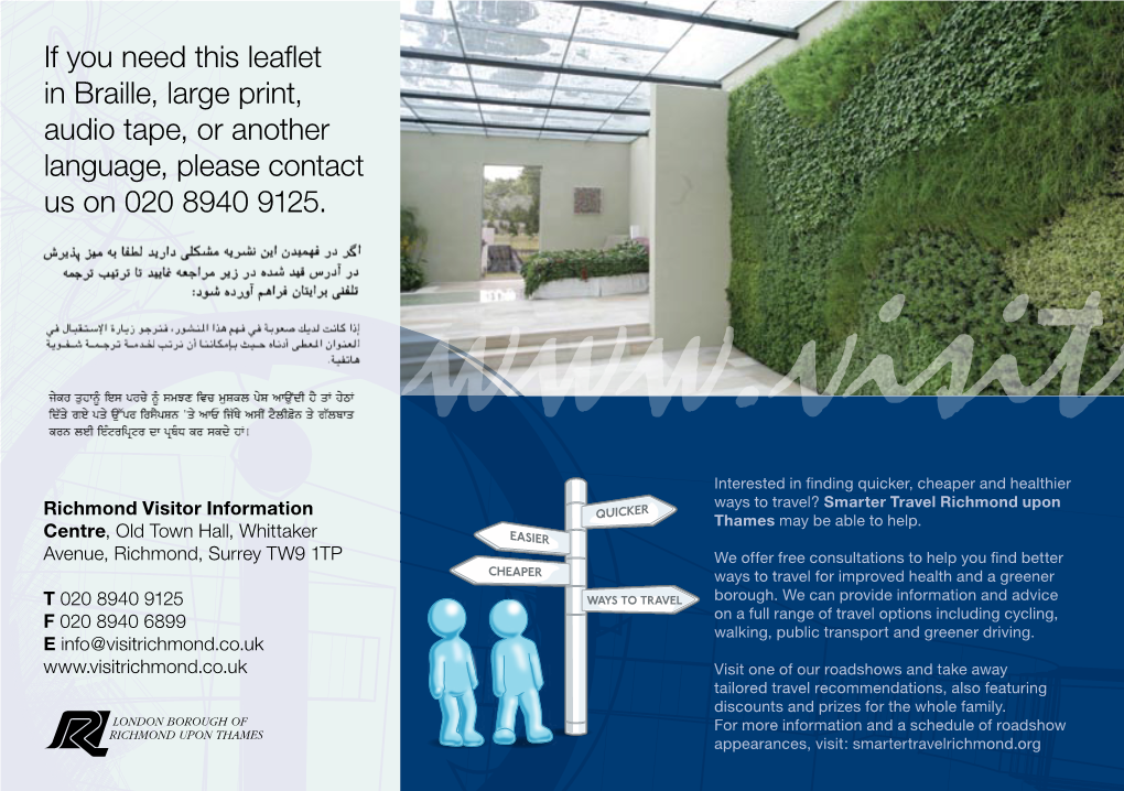 If You Need This Leaflet in Braille, Large Print, Audio Tape, Or Another Language, Please Contact Us on 020 8940 9125