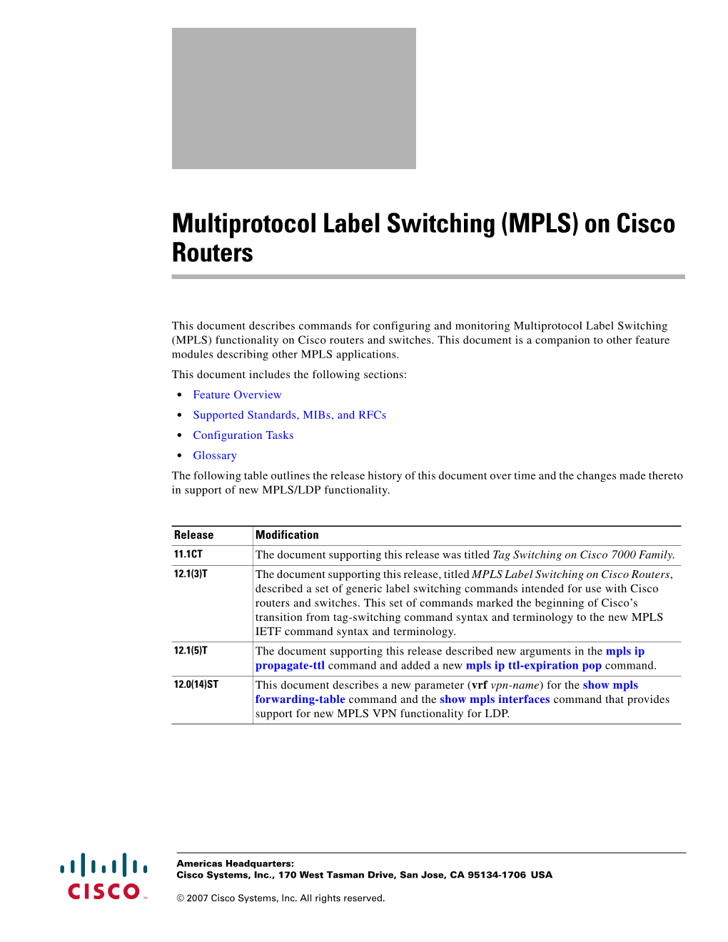 Multiprotocol Label Switching (MPLS) on Cisco Routers