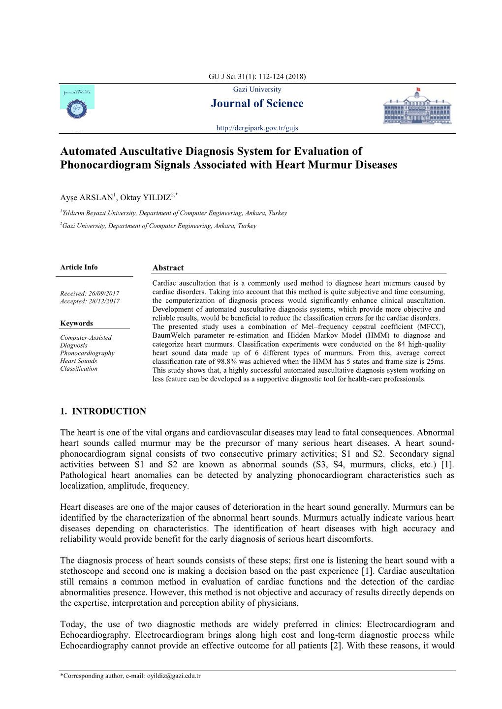 Journal of Science Automated Auscultative Diagnosis System For