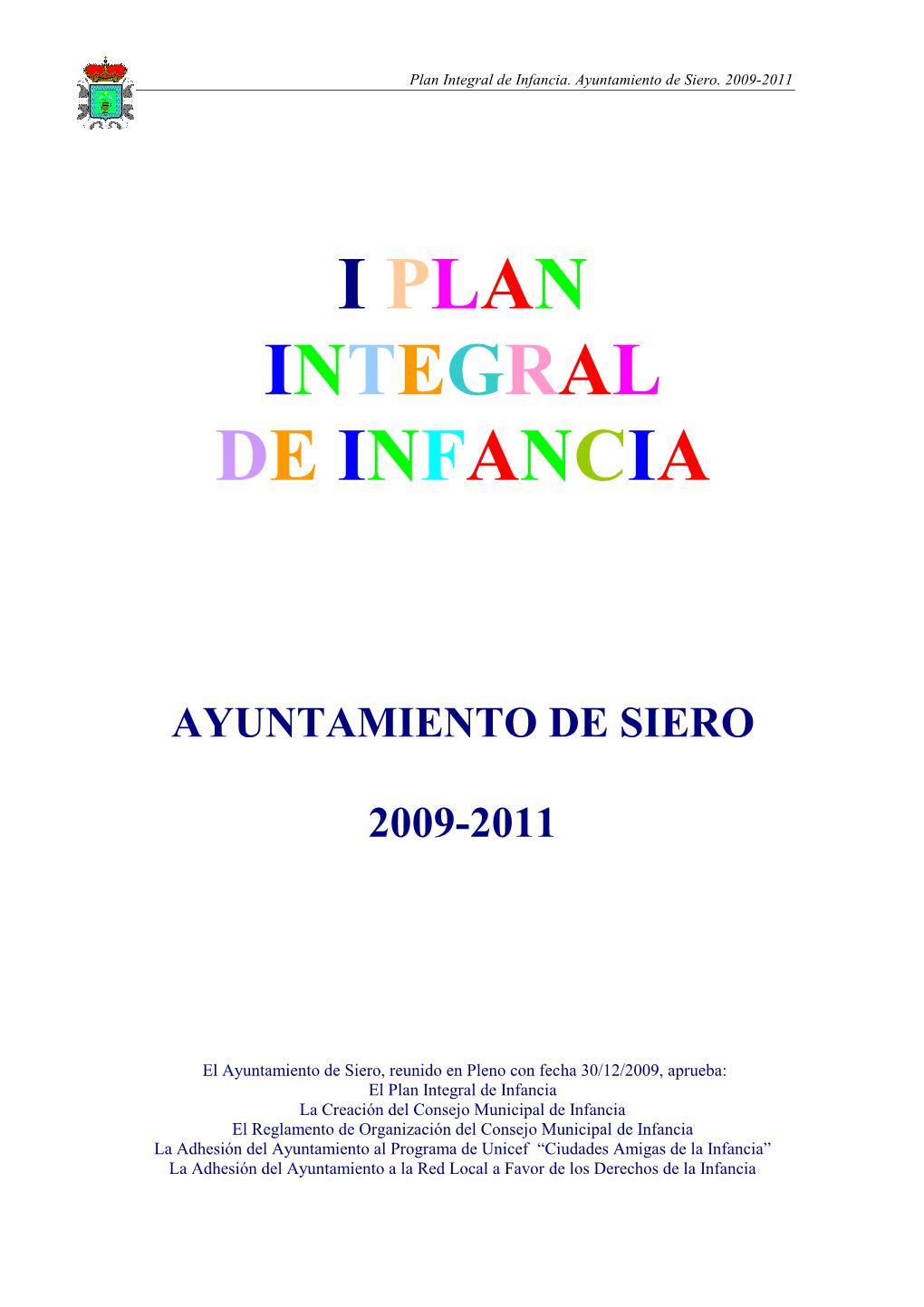 I Plan Integral Municipal De Infancia