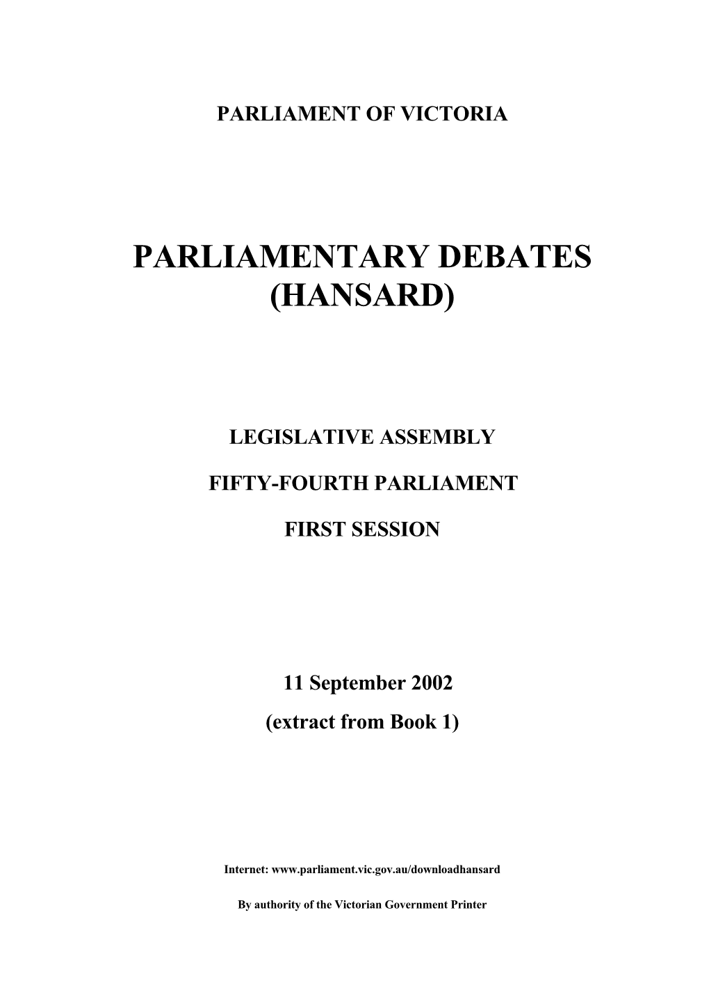 Parliamentary Debates (Hansard)