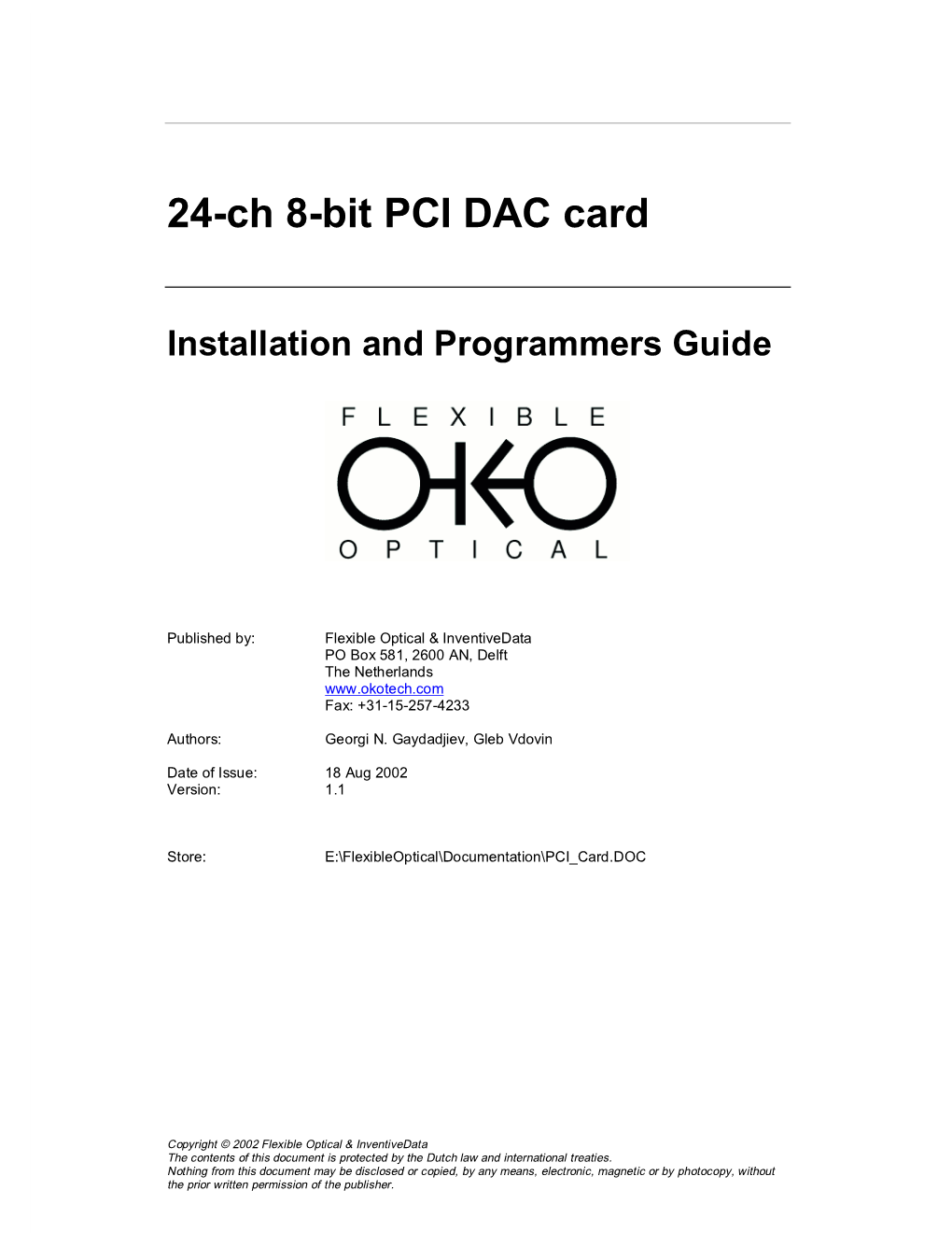 24-Ch 8-Bit PCI DAC Card