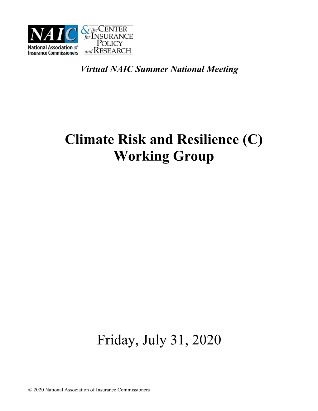 Climate Risk and Resilience (C) Working Group