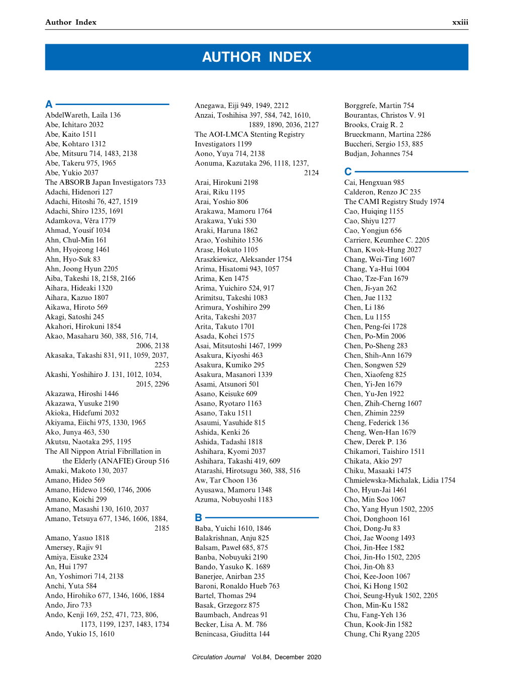 Author Index Xxiii