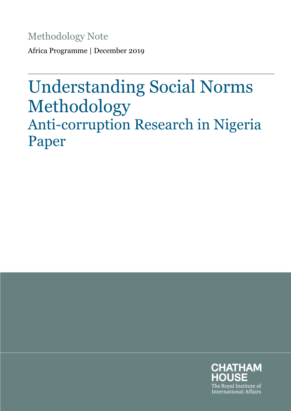 Social Norms Methodology Anti-Corruption Research in Nigeria Paper