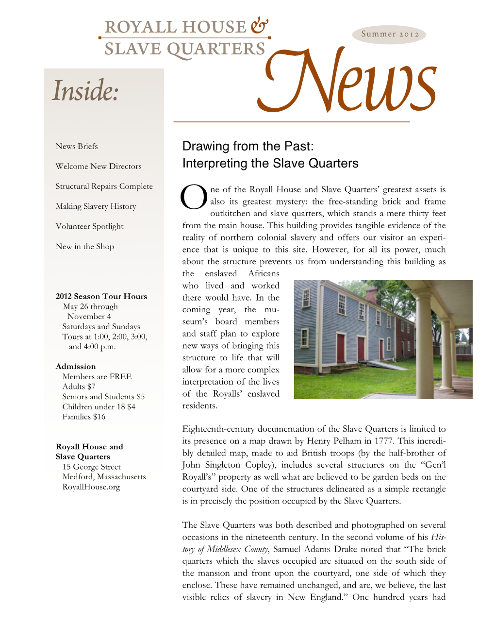 Newsletter, Summer, 2012