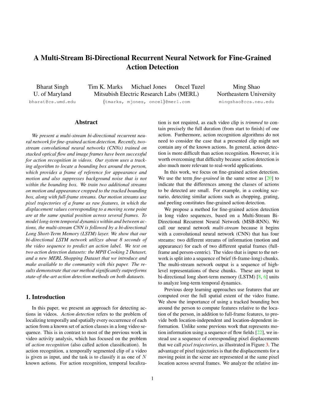 A Multi-Stream Bi-Directional Recurrent Neural Network for Fine-Grained Action Detection