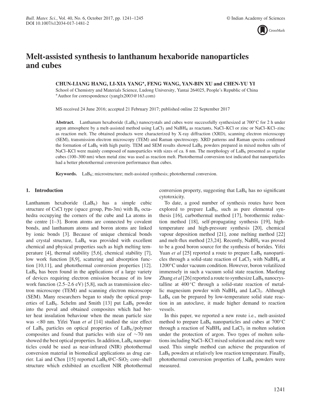 Melt-Assisted Synthesis to Lanthanum Hexaboride Nanoparticles and Cubes