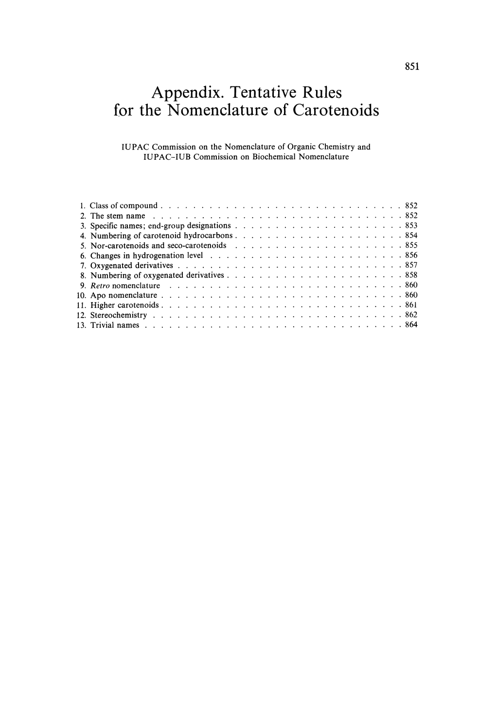 Appendix. Tentative Rules for the Nomenclature of Carotenoids