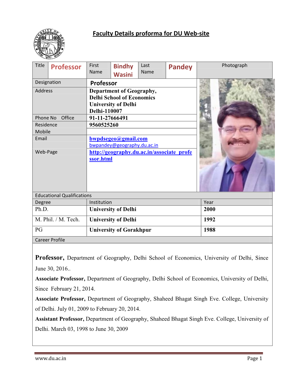 Title Professor First Pandey