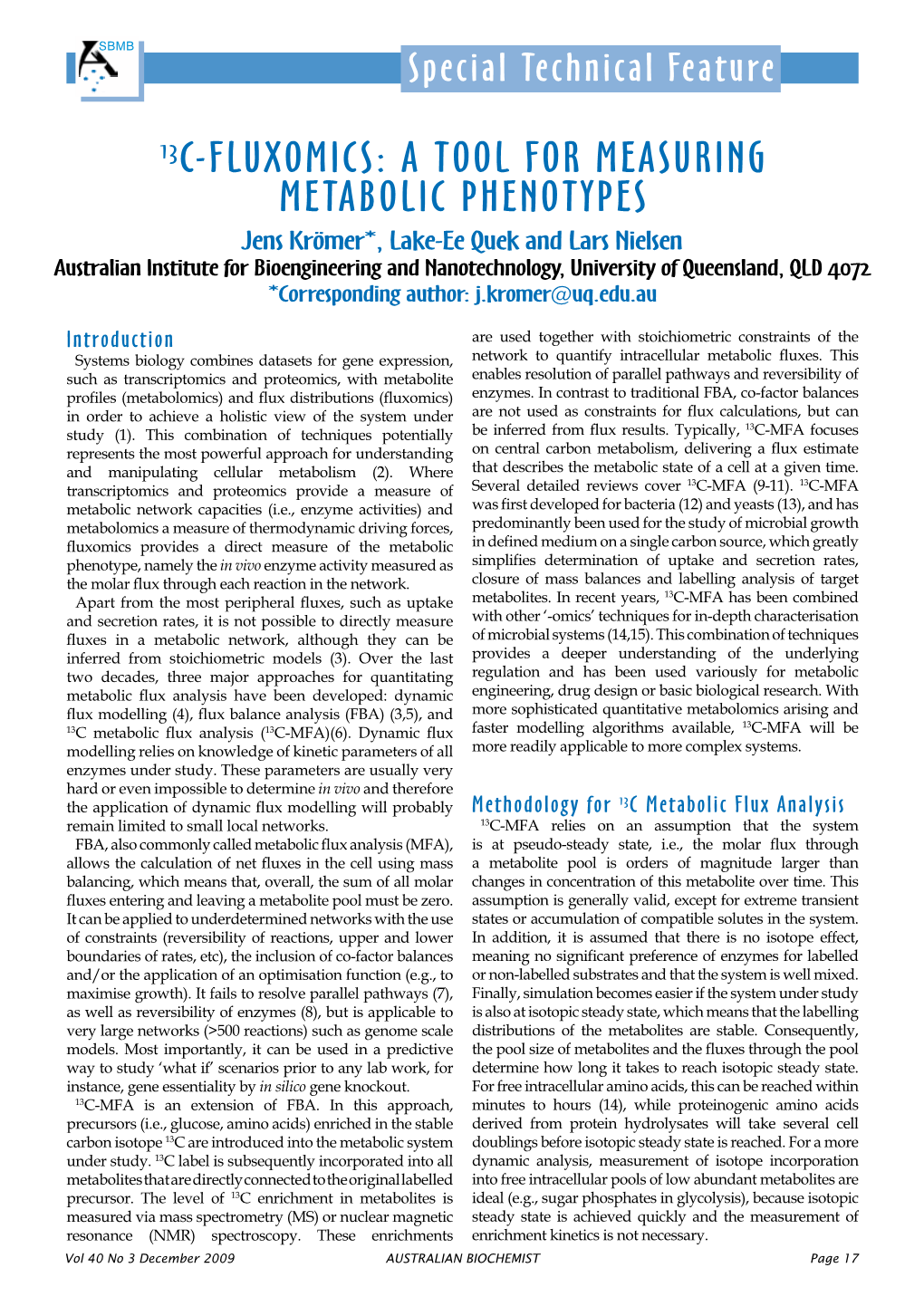 13C-Fluxomics: a Tool for Measuring Metabolic