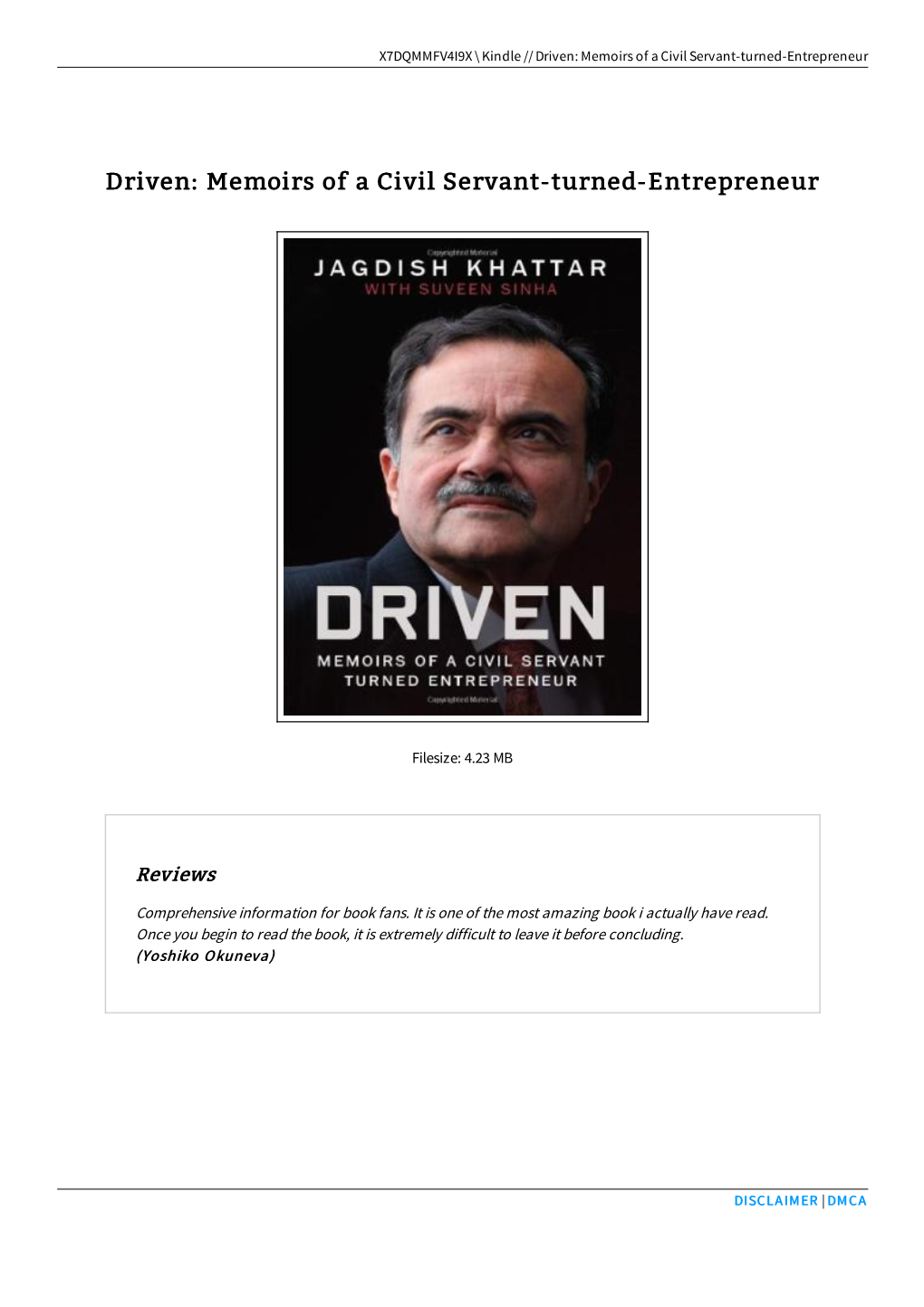 Read PDF ~ Driven: Memoirs of a Civil Servant-Turned-Entrepreneur