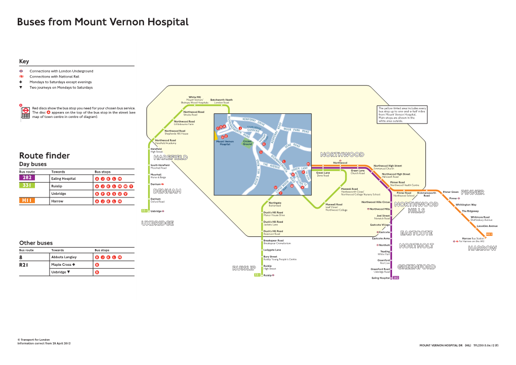 Buses from Mount Vernon Hospital