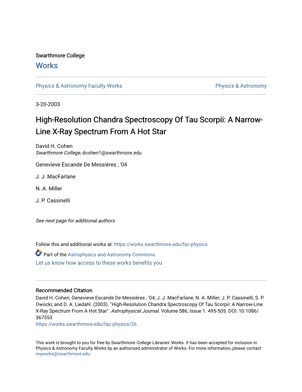 High-Resolution Chandra Spectroscopy of Tau Scorpii: a Narrow- Line X-Ray Spectrum from a Hot Star