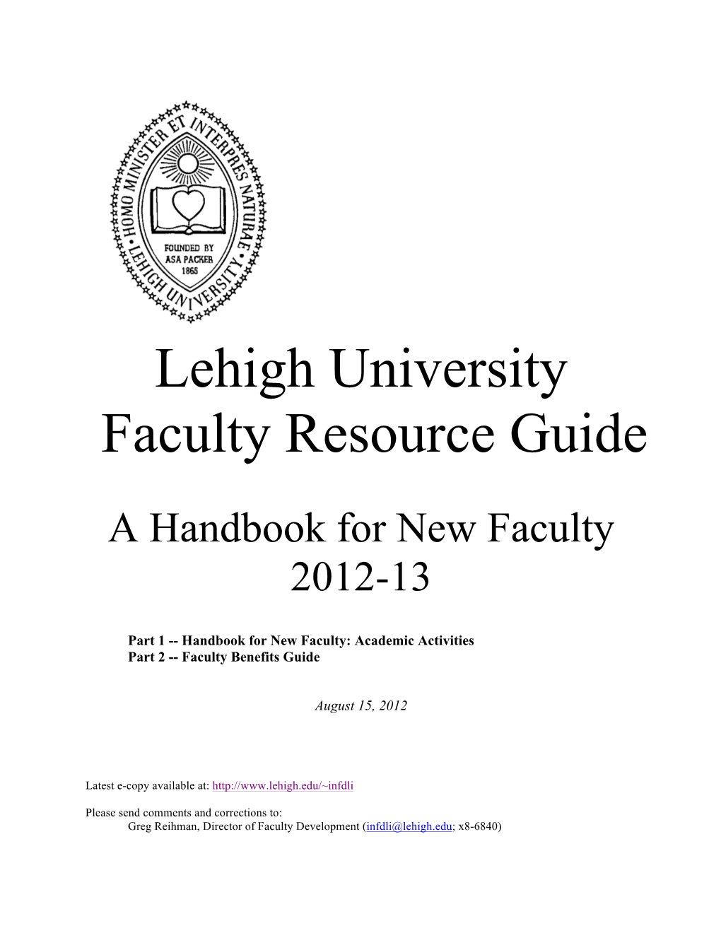 Lehigh University Faculty Resource Guide