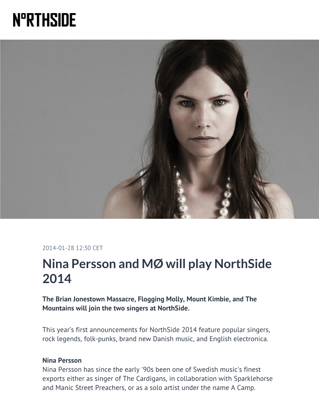 Nina Persson and MØ Will Play Northside 2014