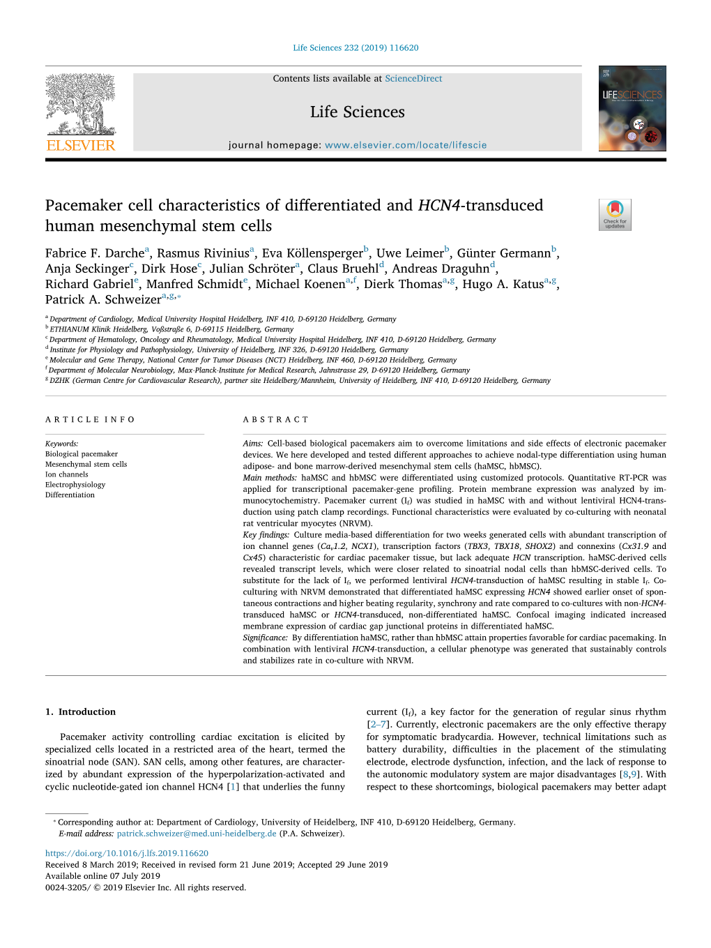 Pacemaker Cell Characteristics of Differentiated and HCN4