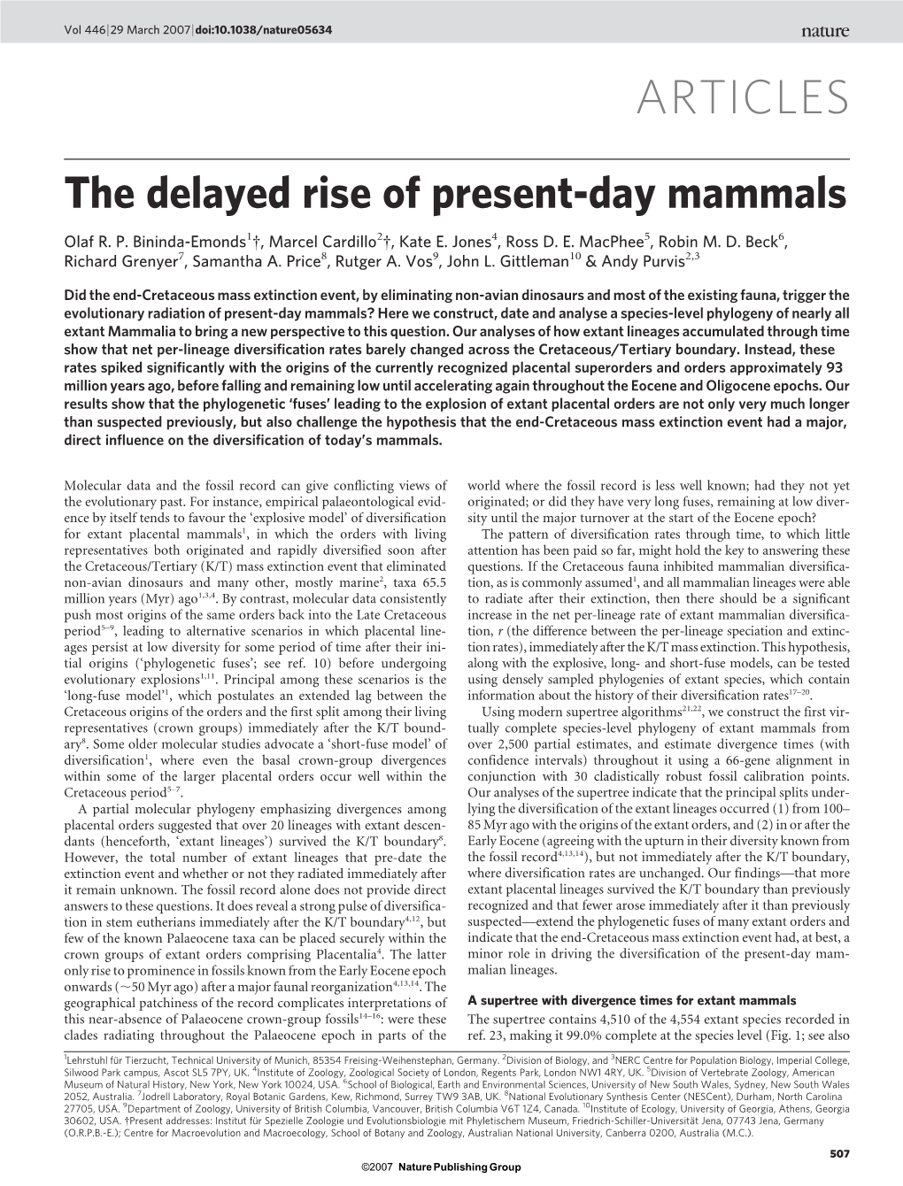 The Delayed Rise of Present-Day Mammals