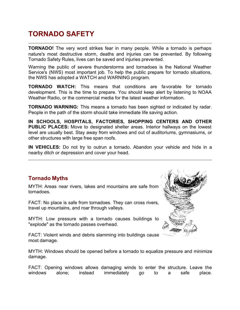 Tornado Safety (PDF)