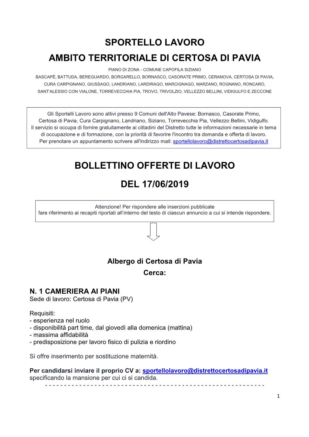 Bollettino Lavoro 17.06.19