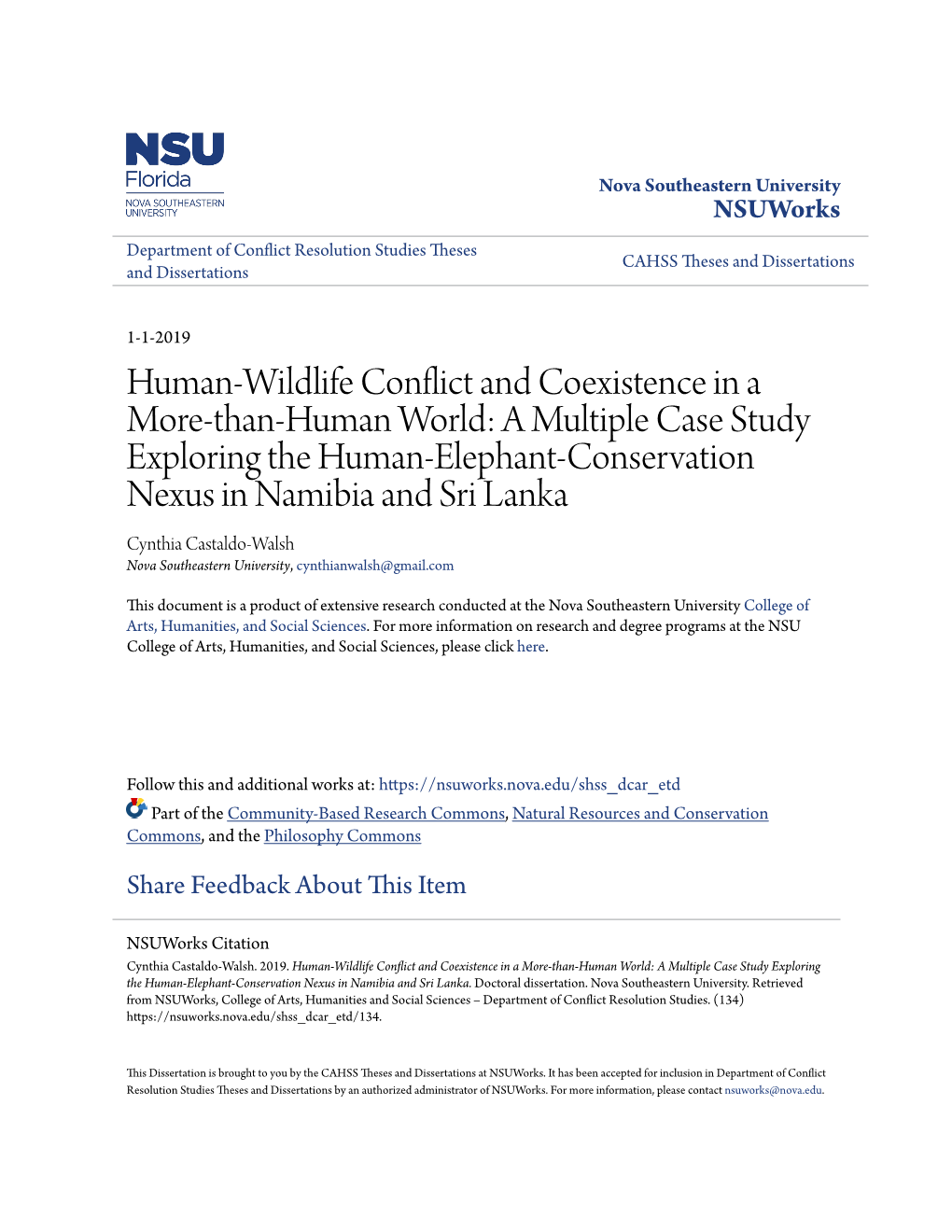 A Multiple Case Study Exploring the Human-Elephant-Conservat