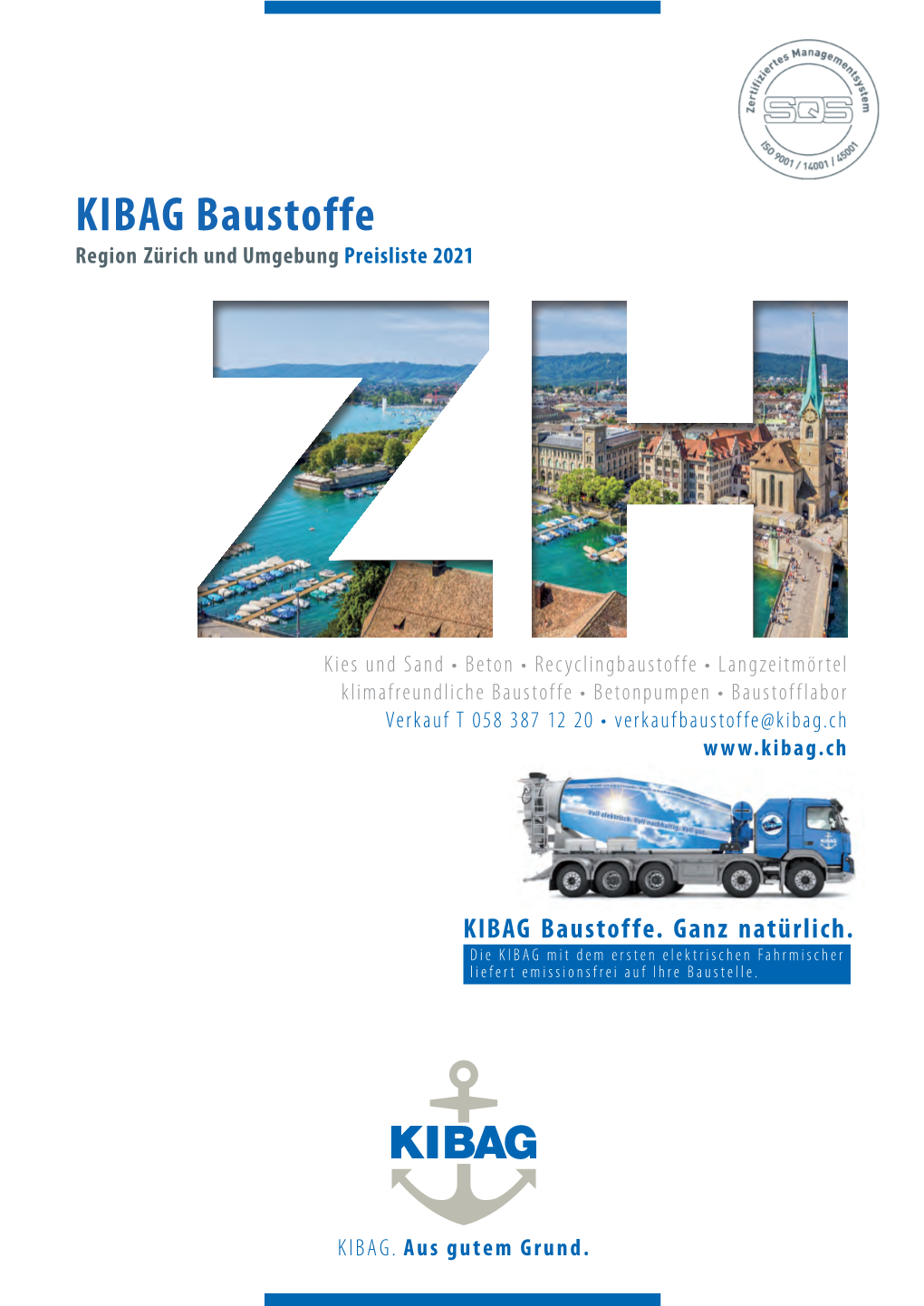 KIBAG Baustoffe Region Zürich Und Umgebung Preisliste 2021