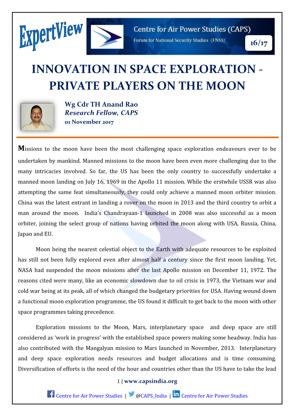 Innovation in Space Exploration - Private Players on the Moon